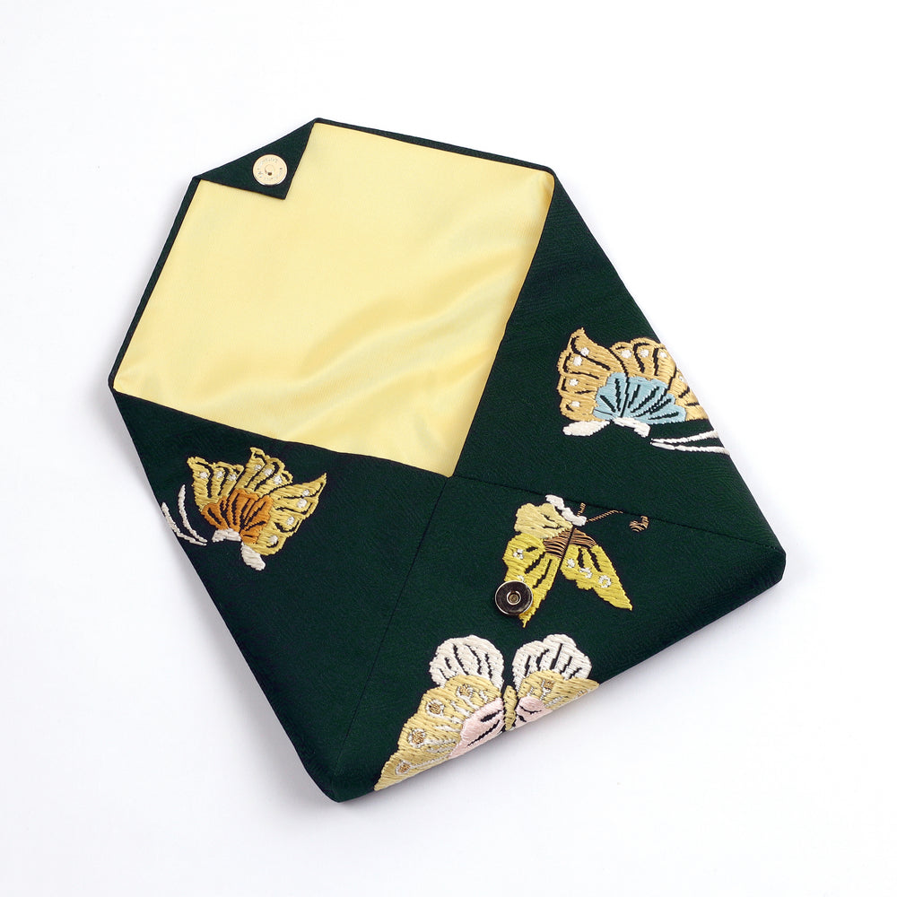 
                  
                    画像をギャラリービューアに読み込む, 数寄屋袋　唐織　舞蝶　濃緑.
                  
                